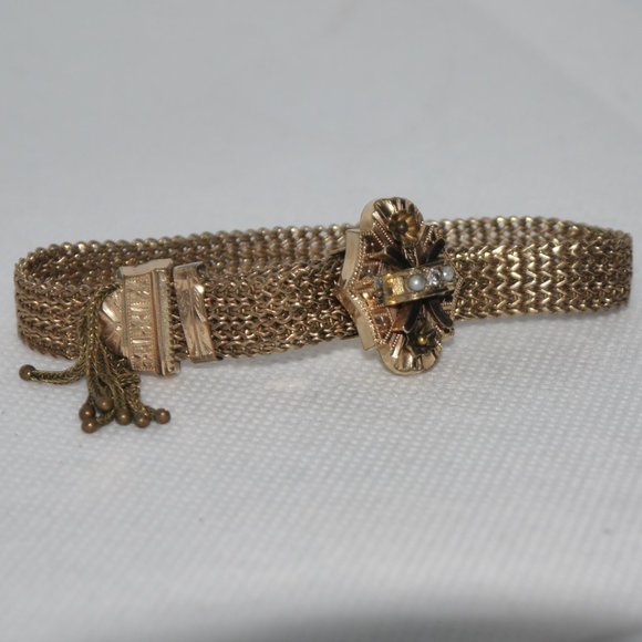 Antique Victorian GF Mesh Slider Bracelet - Picture 14 of 16